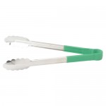 12" Utility Tong, PP Hdl, S/S, Green - 6/Case