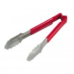 12" Utility Tong, PP Hdl, S/S, Red - 6/Case