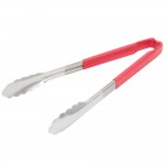 12" Utility Tong, PP Hdl, S/S, Red - 12/Case