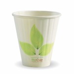 8 Oz. (90mm) Hot Cup, Double-Wall, Leaf Design, Eco-Friendly, PLA Liner - 100/Case