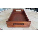 500x300x60 mm Wooden serving tray. Raintree, ply. Light stain and lacquer finish