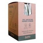 6mm Regular Straw, White, Wrapped, Eco-Friendly, Paper- 250/Case