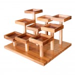 900x800x500 mm Condiment display stand with 9 trays on stands 250x250x40 mm (similar to sketch but with 2 more rows of 3). Raintree.