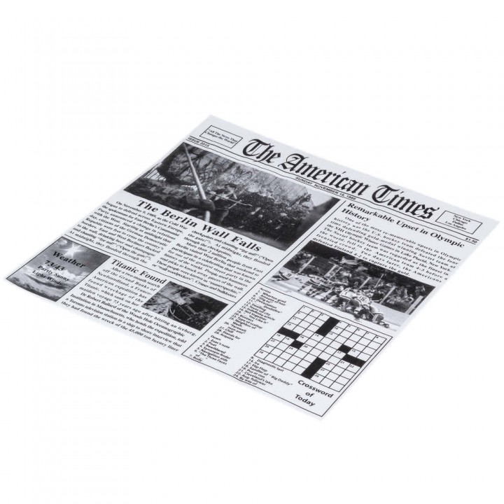 12"x12" Newspaper Print Grease Proof Paper - 1000/Case