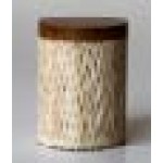 Cotton bud container - teak carving slatted - natural color