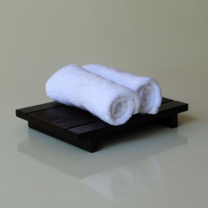 Face towel tray - teak - river motif rattan brown color
