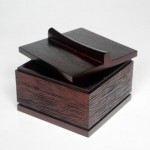 Amenities box - teak - river motif rattan brown color