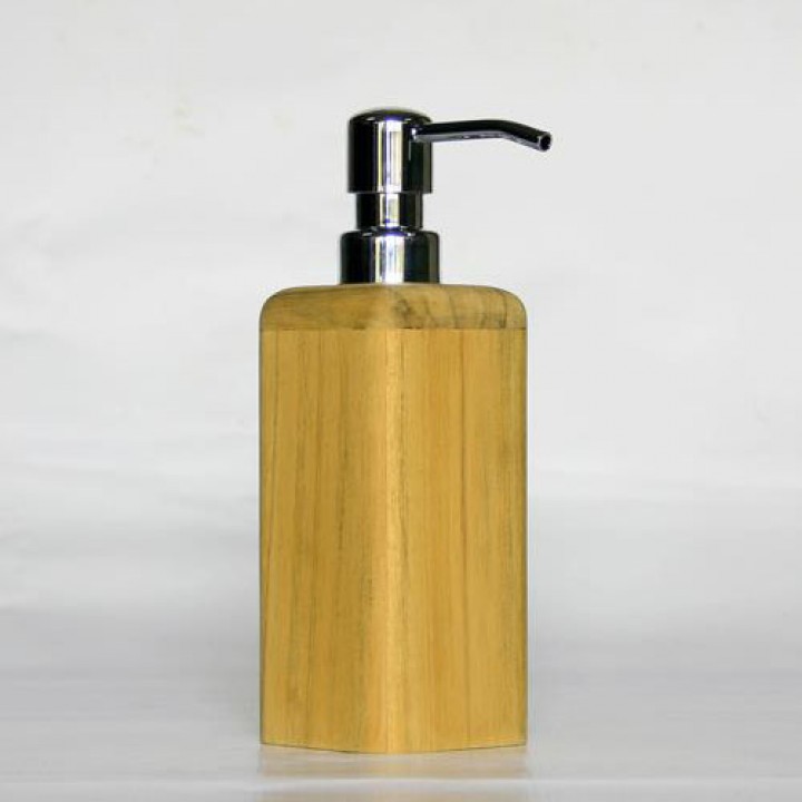 Hand sanitizer dispenser - teak natural unfinish - w/ stainless pump