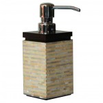 Hand sanitizer dispenser - teak w/ white coco & MOP inlay machiato color stainless pump