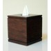 Square tissue box - teak -  river motif rattan brown color