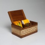 Sugar & coffee box - teak carving slatted - natural color