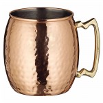 20 Oz. Moscow Mule Mug, Hammered, Copper-Plated, Brass Handle - 36/Case