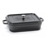 5 qt. Induction Ready Rectangular Roaster w/ Lid, Gray with Black Interior, Cast Alum  - 1/Case