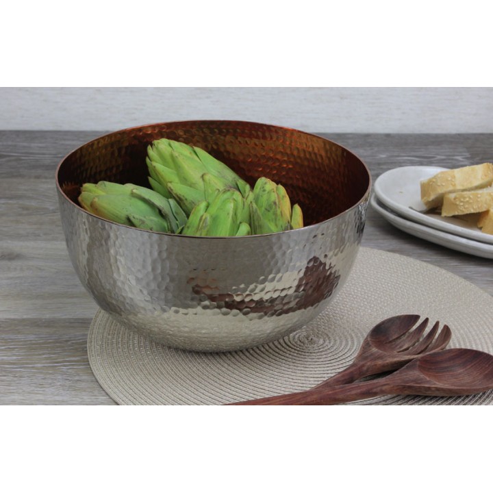 10'' Dia. Copper Plated Aluminum Bowl with Hammered Finish  - 1/Case