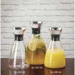52 oz. Glass Decanter w/ Dripless Lid, Clear, Glass/Stainless Steel  - 6/Case