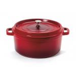 6.5 qt. Induction Ready Round Dutch Oven w/ Lid, Red with Black Interior, Cast Alum  - 1/Case