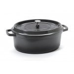 6.5 qt. Induction Ready Oval Dutch Oven w/ Lid, Gray with Black Interior, Cast Alum  - 1/Case