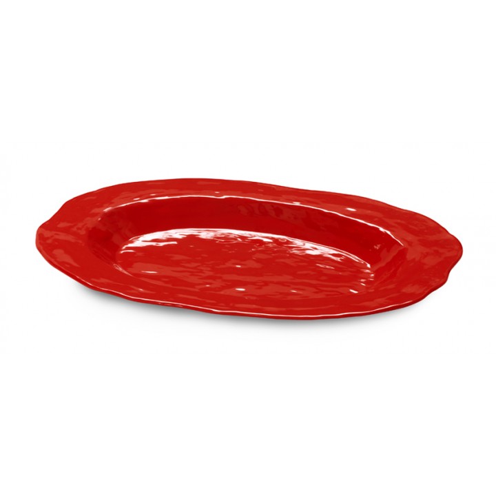 17.75''x13'' Oval Platter, Red, Melamine  - 3/Case