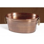 4 gal. Oval Antique Copper Beverage Tub with Rope Handles, Antique Copper Plated Iron  - 1/Case