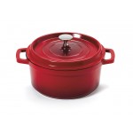 2.5 qt. Induction Ready Round Dutch Oven w/ Lid, Red with Black Interior, Cast Alum  - 1/Case