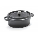 3.5 qt. Induction Ready Oval Dutch Oven w/ Lid, Gray with Black Interior, Cast Alum  - 1/Case
