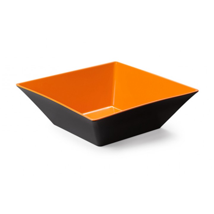 12.8 qt. Square Bowl, Orange/Black, Melamine  - 3/Case