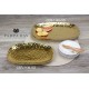 14''x9'' Oblong Porcelain Platter with with Titanium Coating and Beaded Rim  - 1/Case