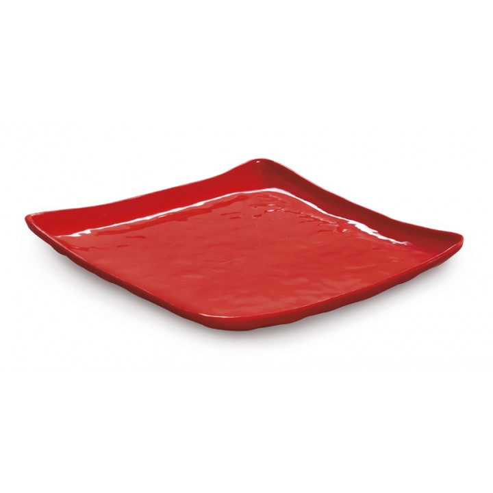 16'' Square Plate, Red, Melamine  - 3/Case
