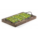 19''x11.5'' Rectangular Reclaimed Wood Serving Tray with Metal Handles  - 1/Case