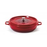 4.5 qt. Induction Ready Round Braiser w/ Lid, Red with Black Interior, Cast Alum  - 1/Case