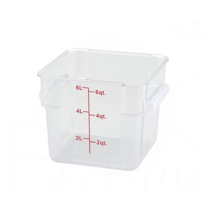 6 Ltr Square Storage Container, PC, Clear - 12/Case