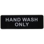 3" x 9" Hand Wash Only, Information Sign, Black - 12/Case