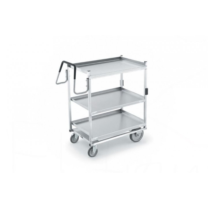3-Shelf— Standard Heavy-Duty Stainless Steel Cart with Standart Lower Shelf. Height between shelves lover 38.1 cm, 38.1 upper