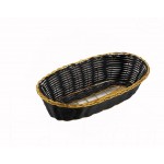8.75" x 3.9" x 2" Poly Woven Baskets, Oval, Black/Gold - 12/Case