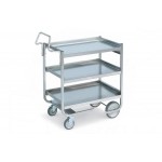 3-Shelf Heavy-Duty Knock-Down Stainless Steel Cart. Height between shelves lover 25.4 cm, 25.6 upper