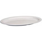 15.5" x 10.9" Oval Platters, Narrow Rim, Melamine, White - 12/Case