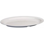 13.25" x 9.6" Oval Platters, Narrow Rim, Melamine, White - 12/Case