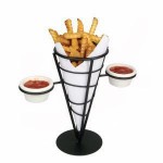 Single Cone French Fry Holder, Wire, Black - 12/Case