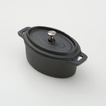 Cast Iron, Pot With Lid, Oval, 17.5 Oz. 6 L (7-1/2 W/ Handles)x4 Wx2-1/2 H - 6/Case