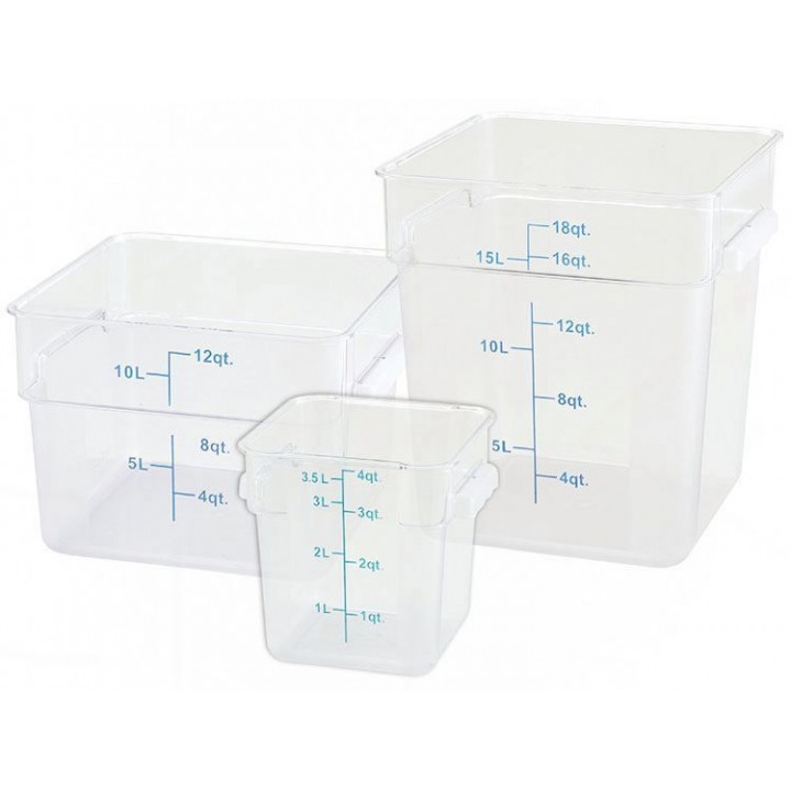 4 Ltr Square Storage Container, PP, Translucent - 12/Case