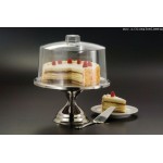 Cake Base And Cover Set, Silver/Clear - 1/Case