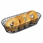 15" x 6.25" x 3" Bread/Fruit Basket, Oval, Black - 12/Case
