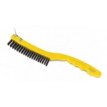 Wire Brush with Scraper, Long Plastic Handle - 12/Case