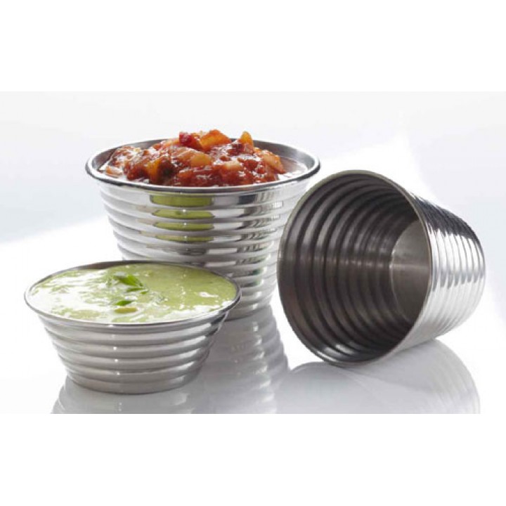 Sauce Cup, Stainless Steel, Ribbed, 4 Oz. 3 Dia.x2 H - 240/Case