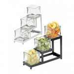 Cal-Mil 1803-4-49 Iron 3 Step Glass Jar Display (4Wx12Dx10.5H - Silver with 4x4 Jars)