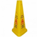 Wet Floor Caution Sign, Cone-Shaped, Yellow - 5/Case