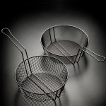 Culinary Basket, Tinned Steel, Fine Mesh, 8 Dia. 3 Deepx9 Handle - 36/Case