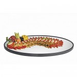 Cal-Mil RR242 Oval Mirror Tray with Black Trim (24Wx18Dx1H)