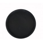14" Easy Hold Rubber Lined Tray, Round, Black - 12/Case