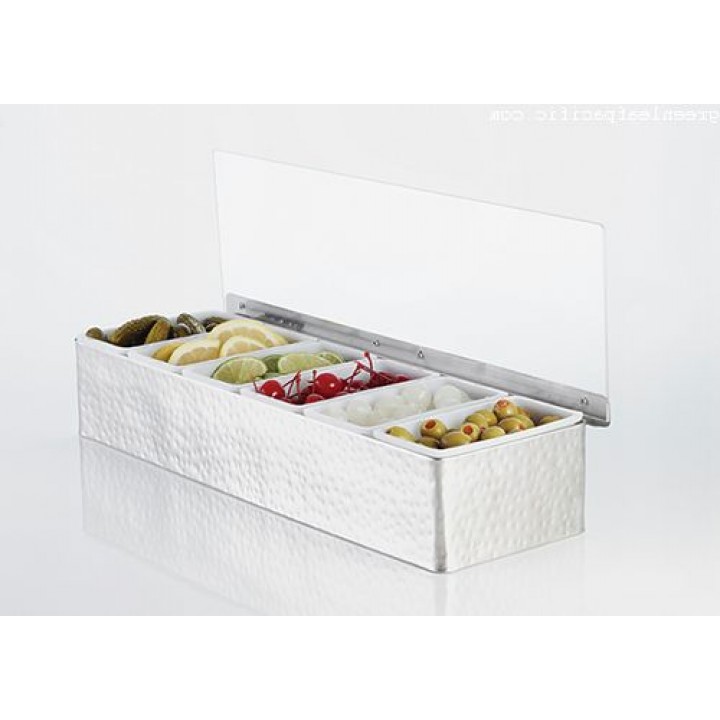 17.75"x5.75" 6-Compartment Condiment Holder, Hammered - 15/Case